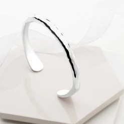 Hammered Signature Bangle -Silver Store BGL714 01