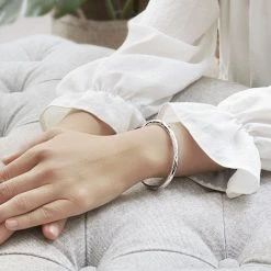 Hammered Signature Bangle -Silver Store BGL714 02