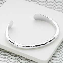 Hammered Signature Bangle -Silver Store BGL714 04