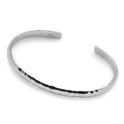 Classic D-Shaped Hammered Bangle -Silver Store BGL830 03