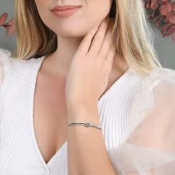 Twisted Knot Bangle -Silver Store BGL844 02