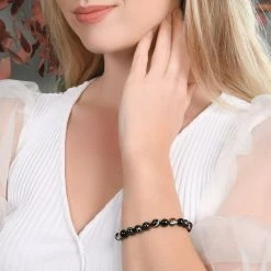 Beads Of Black Eye Agate Bracelet -Silver Store BRC1712 02