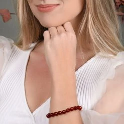 Beads Of Carnelian Bracelet -Silver Store BRC1719 02