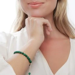 Beaded Malachite Bracelet 5 Beaded Malachite Bracelet -Silver Store BRC1737 02