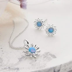 Daisy Blue Chain -Silver Store CHN1303 01