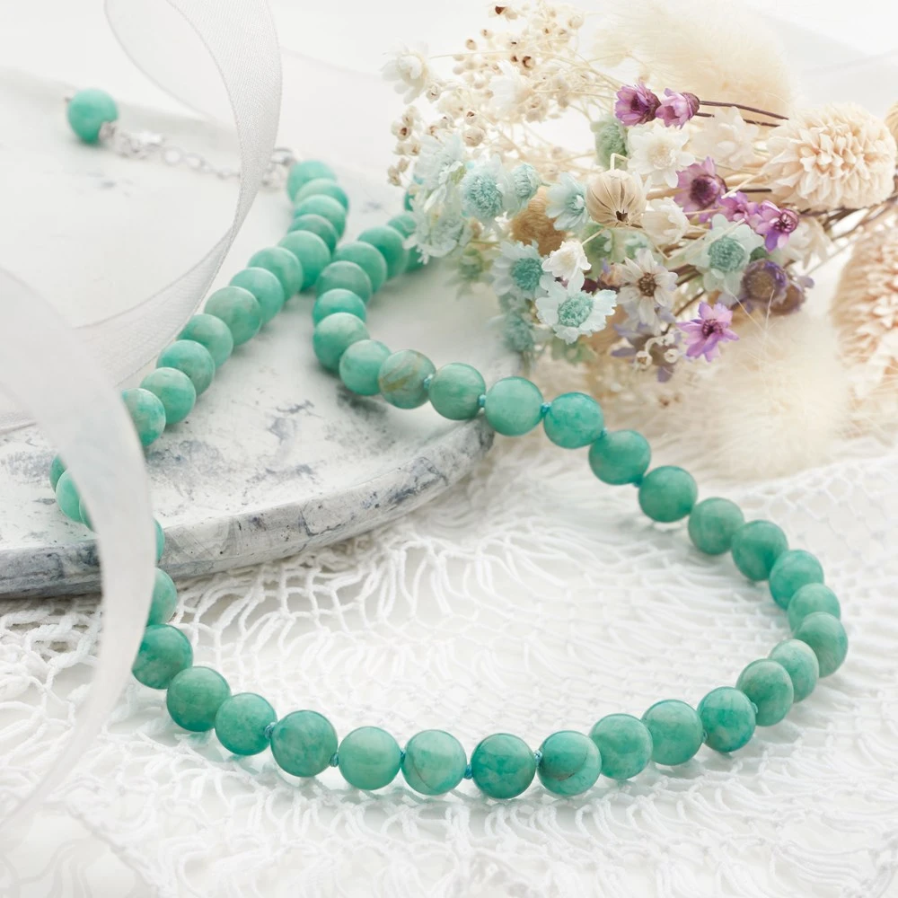 Beaded Amazonite Necklace (41-44cm) 2 Beaded Amazonite Necklace (41-44cm) - Image 2