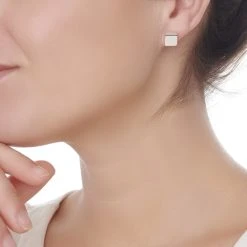 Cube Earrings -Silver Store E121 02