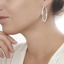 Romana Hoops (Large) -Silver Store E2326 02