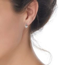 Moonstone Moon Studs -Silver Store E4929 02