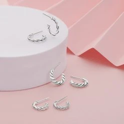 Mini Rope Hoops (Medium) -Silver Store E5398 01