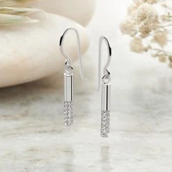 Sparkling Pillar Earrings -Silver Store E5422 01