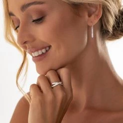 Sparkling Pillar Earrings -Silver Store E5422 02