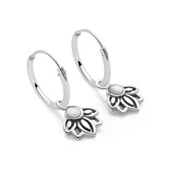 Lotus Charm Hoops -Silver Store E5454 03