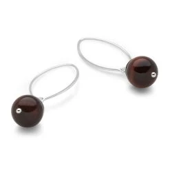 Tiger's Eye Bauble Earrings -Silver Store E5474 03