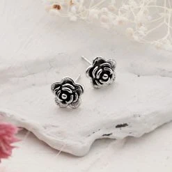 Midnight Rose Studs -Silver Store E5570 01