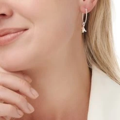 Winter Robin Charm Hoops -Silver Store E5572 02