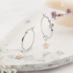Starfall Charm Hoops -Silver Store E5573 01