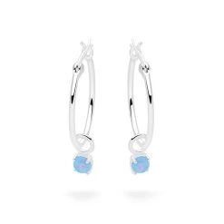 Opal Dot Charm Hoops (Blue) -Silver Store E5613 03
