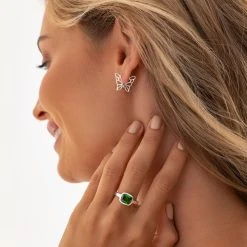 Butterfly Swing Hoops -Silver Store E5690 02