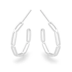 Paperclip Link Hoops -Silver Store E5710 03