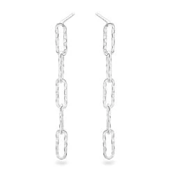 Hammered Cable Link Earrings -Silver Store E5781 03
