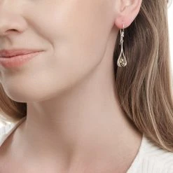 Moss Amber Cradle Earrings -Silver Store E5846 02