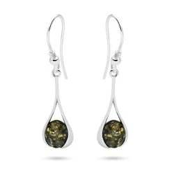 Moss Amber Cradle Earrings -Silver Store E5846 03