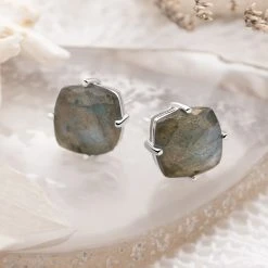 Labradorite Cushion Earrings -Silver Store E5856 01