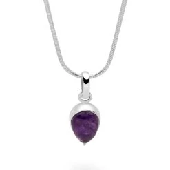 Amethyst Tear Pendant -Silver Store P1028 03