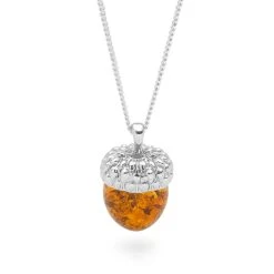 Amber Acorn Pendant -Silver Store P2764 03