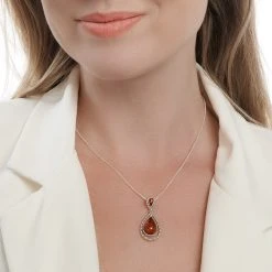 Cognac Rain Pendant -Silver Store P2765 02