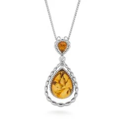 Cognac Rain Pendant -Silver Store P2765 03