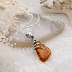 Amber Aura Pendant -Silver Store P2769 01