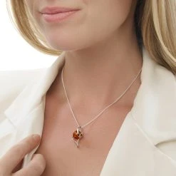 Amber Celeste Pendant -Silver Store P2775 02