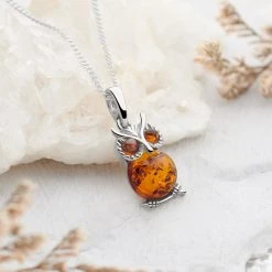 Sunset Owl Pendant -Silver Store P2777 01