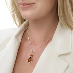 Amber Cat Pendant -Silver Store P2778 02
