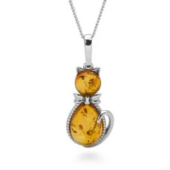 Amber Cat Pendant -Silver Store P2778 03
