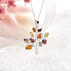 Amber Tree Pendant -Silver Store P2779 01
