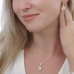 Rose Quartz Muse Pendant -Silver Store P3011 02