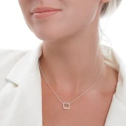 Silver Lining Pendant (Square) -Silver Store P3064 02