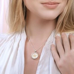 Pressed Daisy Pendant -Silver Store P3067 02